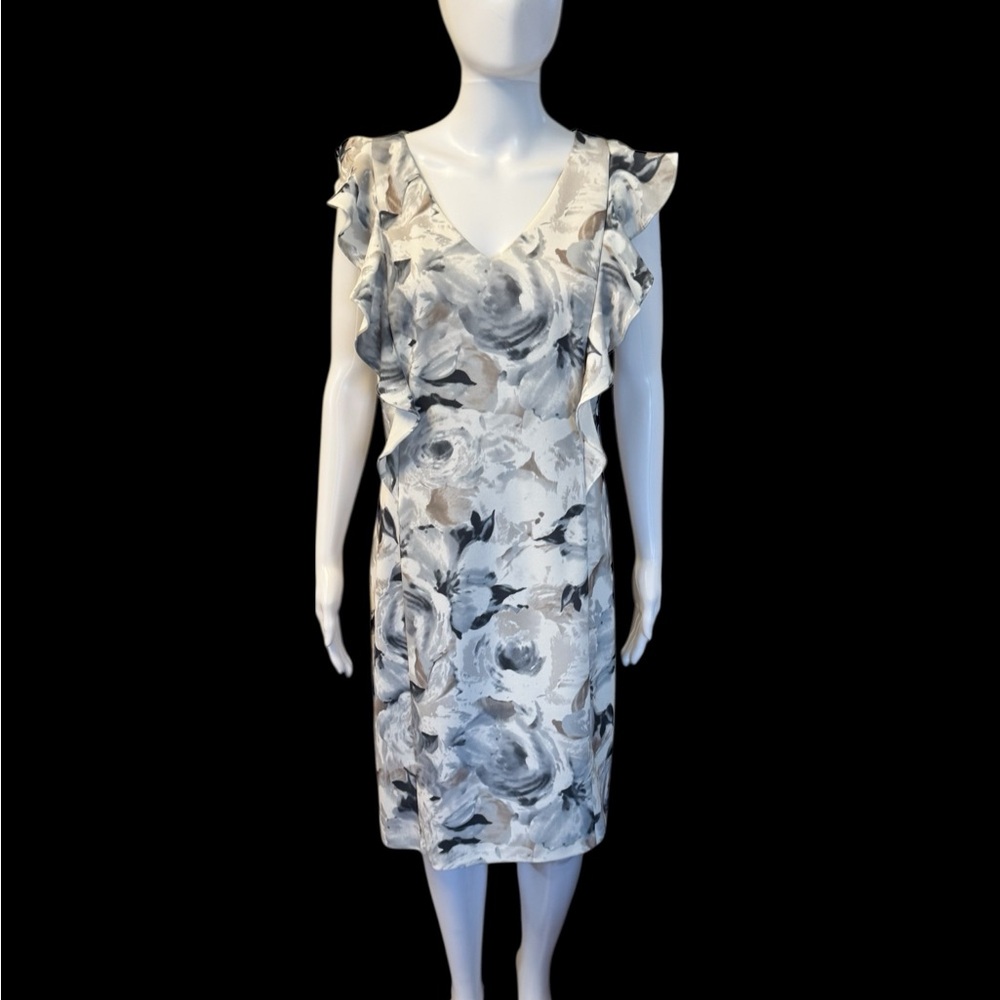 NWOT Calvin Klein Black and White Floral Midi Dress